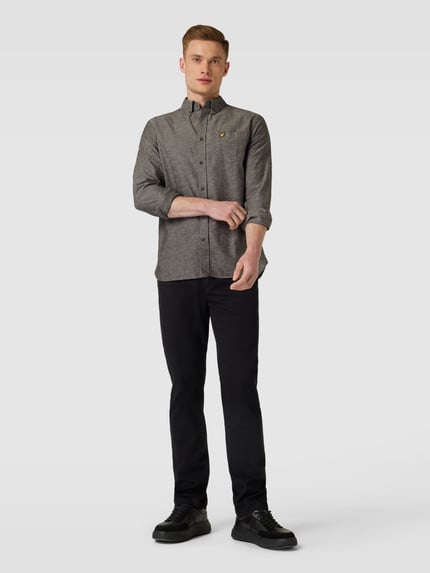 Lyle & Scott Slim Fit Freizeithemd aus Baumwoll-Leinen-Mix Dunkelblau 1