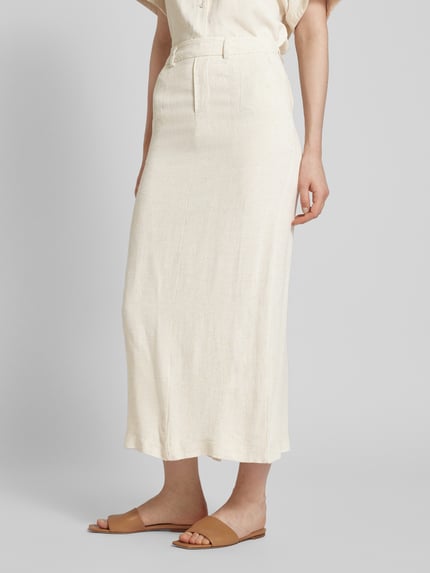 OBJECT Midirok van viscose in effen design, model 'Sanne' Beige - 4