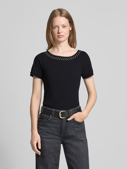 zero T-Shirt mit Nietenbesatz und Rundhalsausschnitt Black 4