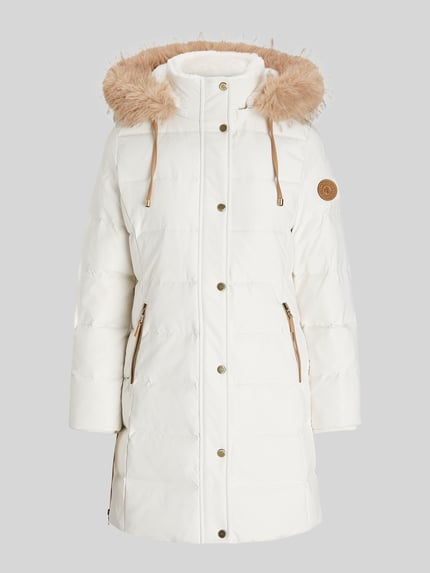 Lauren Ralph Lauren Regular Fit Daunenmantel mit Besatz aus Webpelz Ecru 2
