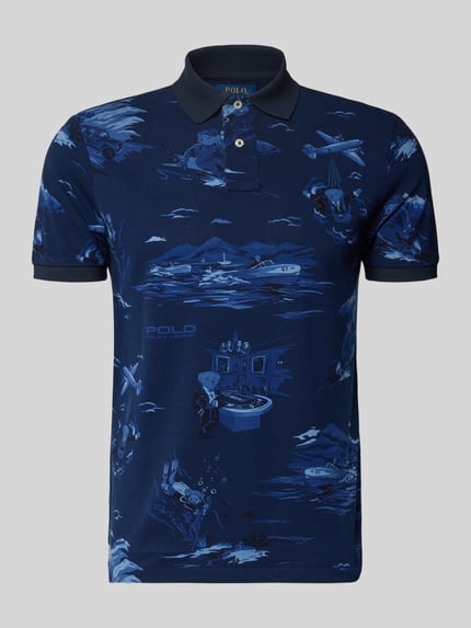 Polo Ralph Lauren Slim Fit Poloshirt aus reiner Baumwolle Dunkelblau 2