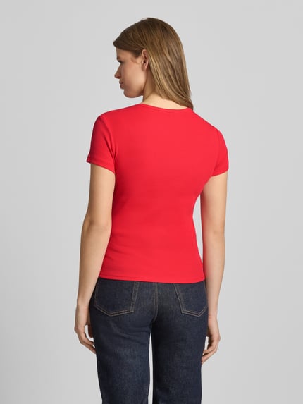 Tommy Jeans t-shirt o kroju slim fit z mieszanki bawełny Czerwony 5