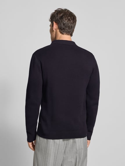 JACK & JONES Premium Sweter z dzianiny z prążkowanymi wykończeniami model ‘MILANO’ Ciemnoniebieski 5