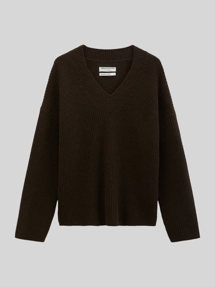 Marc O'Polo Sweter o kroju loose fit z mieszanki wełny Ciemnobrązowy 2