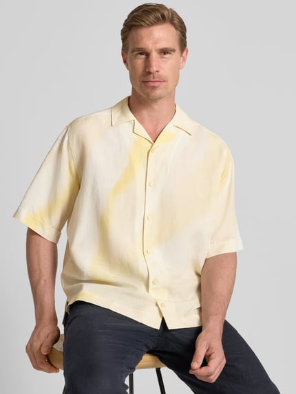 BOSS Orange Relaxed Fit Hemd aus Lyocell-Leinen-Mix Modell 'LAPISY' GELB 3