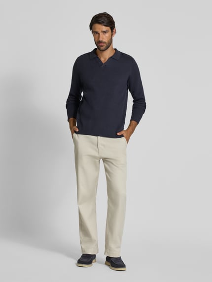 Lindbergh Relaxed Fit Pullover mit Strukturmuster Dunkelblau 1