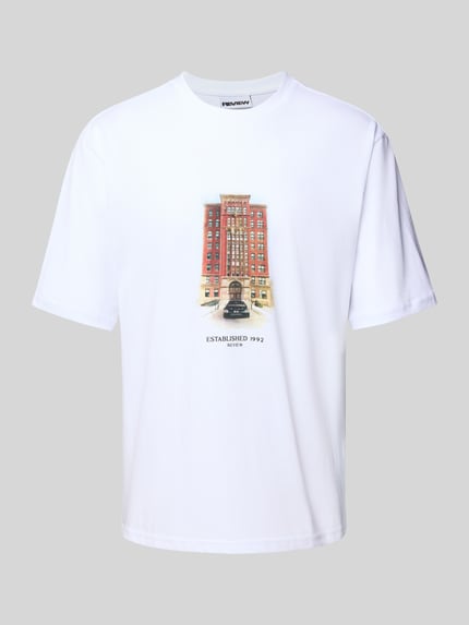 REVIEW T-Shirt mit Label-Print Weiss 2