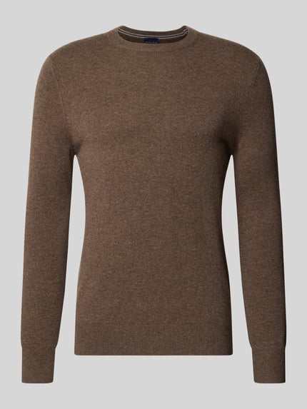 Produktfoto, Regular Fit Strickpullover aus Woll-Kaschmir-Mix von Christian Berg Men, braun, unifarben, Rundhalsausschnitt, glatte Textur