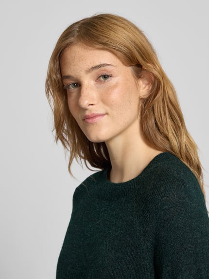PIECES Regular Fit Strickpullover mit Raglanärmeln Modell 'JULIANA' Dunkelgruen 3