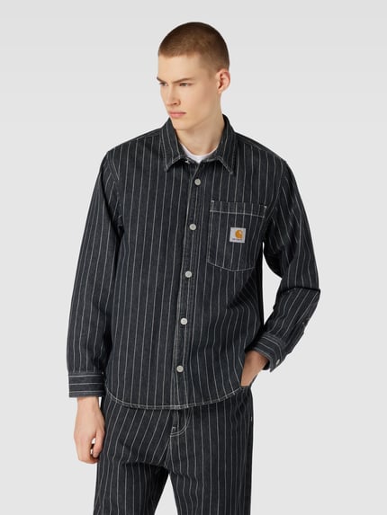 Carhartt Work In Progress Regular Fit Freizeithemd mit Streifenmuster Modell 'ORLEAN' Black 4