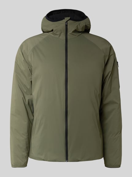 Produktfoto, Regular Fit Funktionsjacke Modell 'LITE-X' von BOSS Green in Oliv, Optik: Unifarben, wasserabweisend, seitliche Reißverschlusstaschen, Kapuze, Langarm, Tunnelzug, Label-Applikation, Wärmeschutz