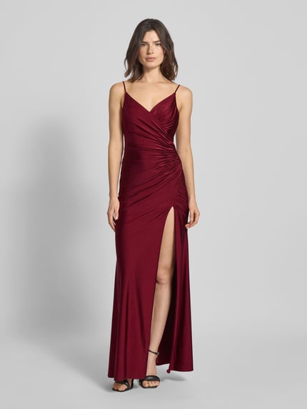 Mascara Abendkleid mit Raffungen Dunkelrot 4