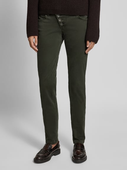 Buena Vista Jeansy o kroju slim fit z listwą guzikową model ‘MALIBU’ Ciemnozielony 4