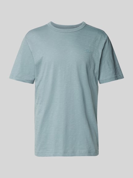 Tom Tailor T-shirt o kroju regular fit z czystej bawełny z gumowanym nadrukiem z logo Miętowy 2