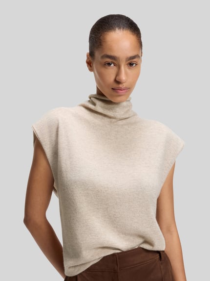 BOSS Orange Pullover aus Kaschmir Wolle mit Rollkragen Sand Melange 3