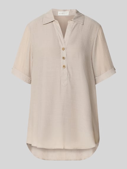 Produktfoto, Relaxed Fit Bluse aus Viskose-Mix mit Umlegekragen von Apricot, beżowy kolor, listwa guzikowa, rękaw o dł. 1/2, długość tyłu 82 cm