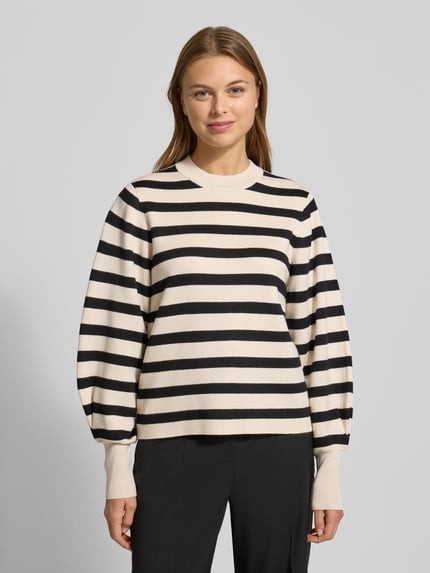 Jake*s Collection Sweter z dzianiny z prążkowanymi wykończeniami Złamany biały 4