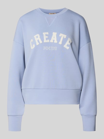 Produktfoto, lichtblauw sweatshirt uit viscosemix met stretch, relaxed fit, ronde hals, model 'CELLI' van MOS MOSH, dames.