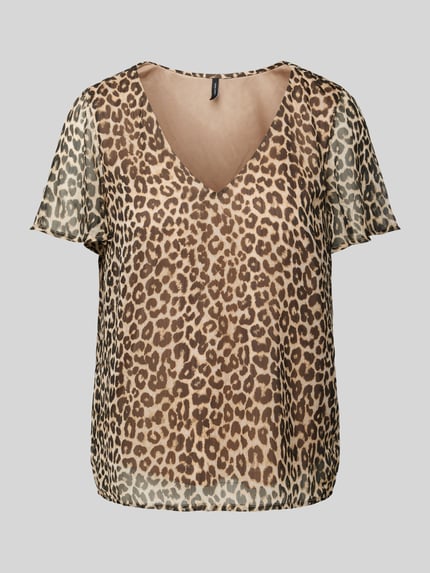 VERO MODA Blouseshirt met transparante mouwen, model 'SMILLA' Middenbruin - 2