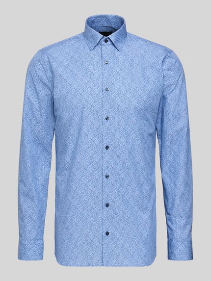Produktfoto, Slim Fit Freizeithemd mit Kentkragen von OLYMP No. Six in Hellblau mit floralem Allover-Print, reine Baumwolle, lange Ärmel