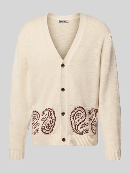 REVIEW Strickjacke mit V-Ausschnitt Ecru 2