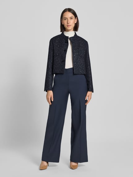 Max Mara Studio Regular fit korte blazer van katoenmix, model 'OUMO' Marineblauw - 1