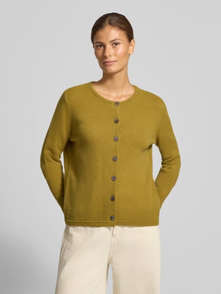 Christian Berg Woman Cardigan aus Wolle mit Rundhalsausschnitt Senf 4