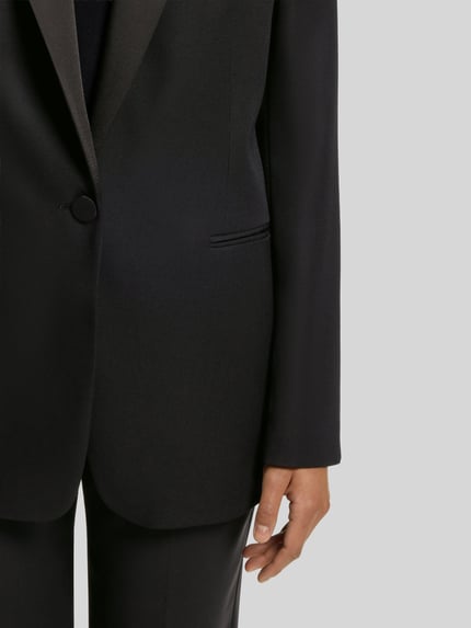 BOSS Regular Fit Longblazer aus Wolle mit Satinrevers Black 6