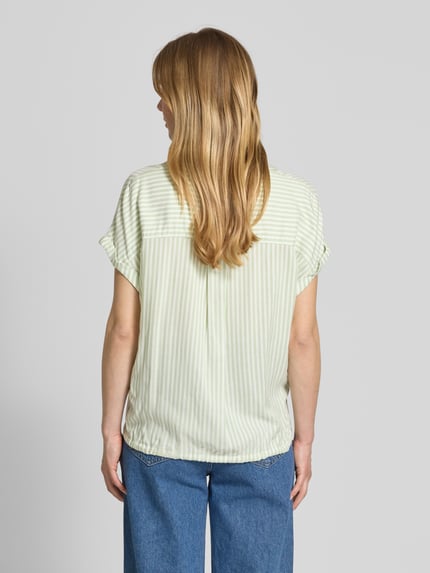Tom Tailor Relaxed fit blouse met korte mouwen van puur viscose met V-hals Lichtgroen - 5