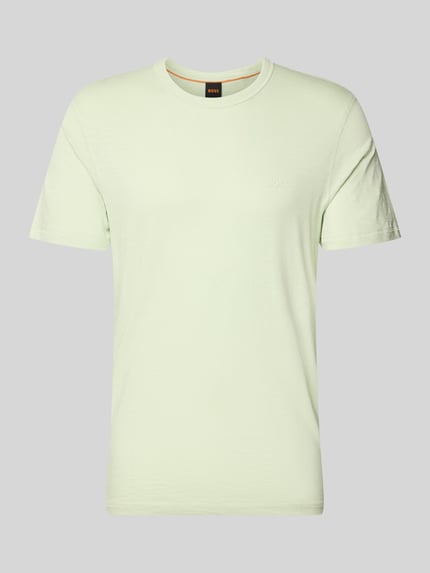 Produktfoto, Regular Fit T-Shirt aus reiner Baumwolle Modell 'TEGOOD' von BOSS Orange, efekt: jednolity kolor, męski t-shirt, nadruk z logo, okrągły dekolt, krótki rękaw, bawełna