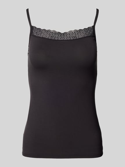 Triumph Spaghettitop mit Spitzenbesatz Modell 'Feel of Modal' Black 1