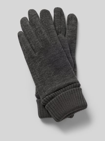 Produktfoto, Handschuhe aus elastischem Material-Mix von EEM in Dunkelgrau, klassische Form, gerippte Abschlüsse, strukturierte Oberfläche