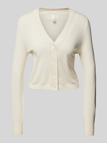 QS Kort gebreid jack met knoopsluiting Beige - 2