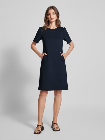 Marc Cain Knielange jurk met steekzakken Marineblauw - 1