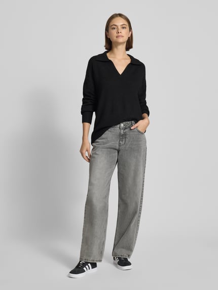 PIECES Regular Fit Strickpullover mit Woll-Anteil Modell 'MALOU' BLACK 1