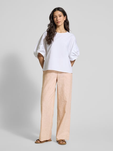 Armani Exchange Straight Leg Leinenhose mit elastischem Bund Apricot 1