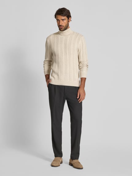 JACK & JONES Premium Coltrui met kabelpatroon Offwhite gemêleerd - 1