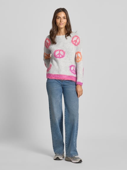 miss goodlife Sweter z dzianiny z obniżonymi ramionami Jasnoszary 1