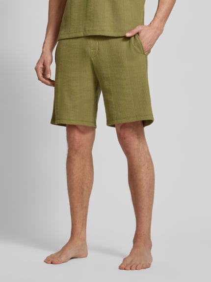 BOSS Regular Fit Shorts mit Strukturmuster Oliv 4