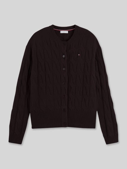 Tommy Hilfiger Strickjacke aus Wolle mit Logo-Detail Dunkelbraun 2