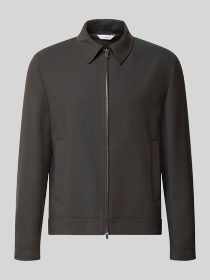 Produktfoto, Jacke mit Viskose-Anteil von Manuel Ritz in dunklem Grau, gerader Schnitt, Kentkragen, Reißverschluss, Material-Mix.