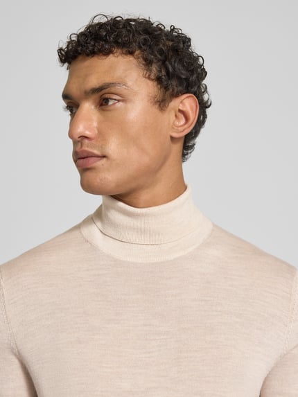 Selected Regular fit coltrui van zuivere merinowol, model 'TRAY' Beige - 3