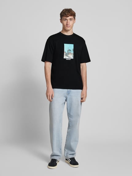 REVIEW Regular Fit T-Shirt aus Baumwoll-Viskose-Mix Black 1
