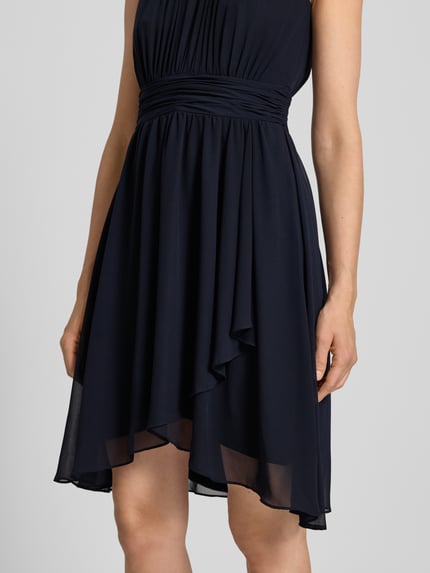 Jake*s Cocktail Knielanges Cocktailkleid mit Ziersteinbesatz Marine Melange 3