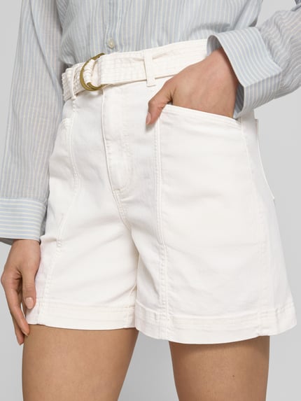 VILA High waist korte broek met riem, model 'OLA' Offwhite - 3