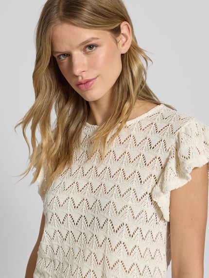 Gina Tricot T-Shirt mit Lochstickerei Modell 'Isadora' Offwhite 3