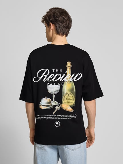REVIEW Oversized T-Shirt mit Label-Print Black 5