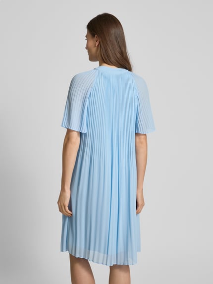 COMMA Knielange jurk met plissévouwen Blauw - 5