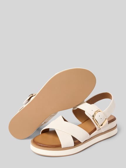 INUOVO Sandalette aus Leder mit glatter Sohle Offwhite 4