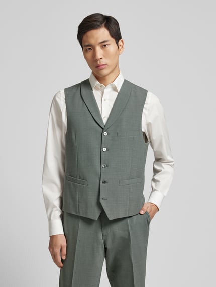 Carl Gross Slim fit gilet met lanawol, model 'Warren' Groen - 4